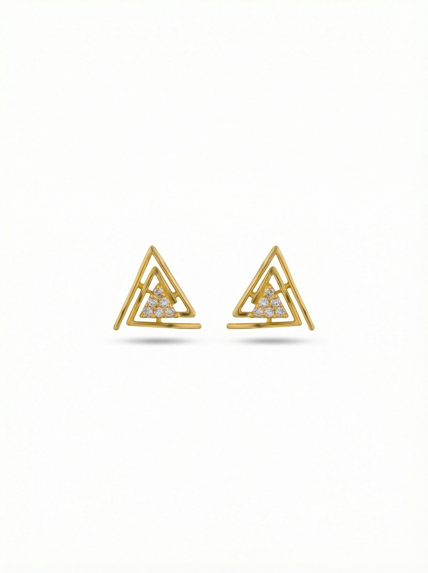18k gold plated triangle-shaped earrings on a white background
