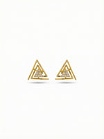 18k Gold plated triangle-shaped earrings on a white background