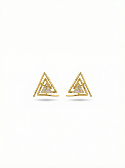 18k Gold plated triangle-shaped earrings on a white background