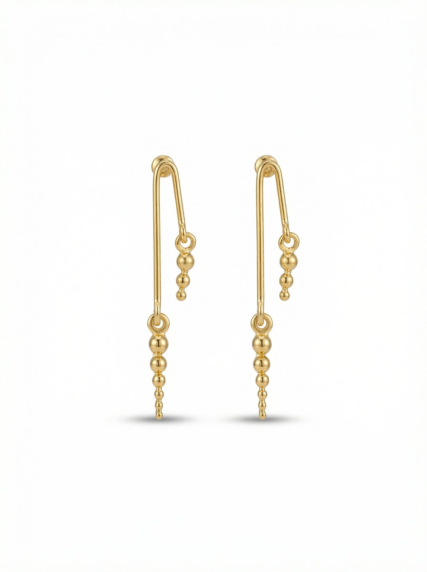18k gold plated beaded earrings on a white background