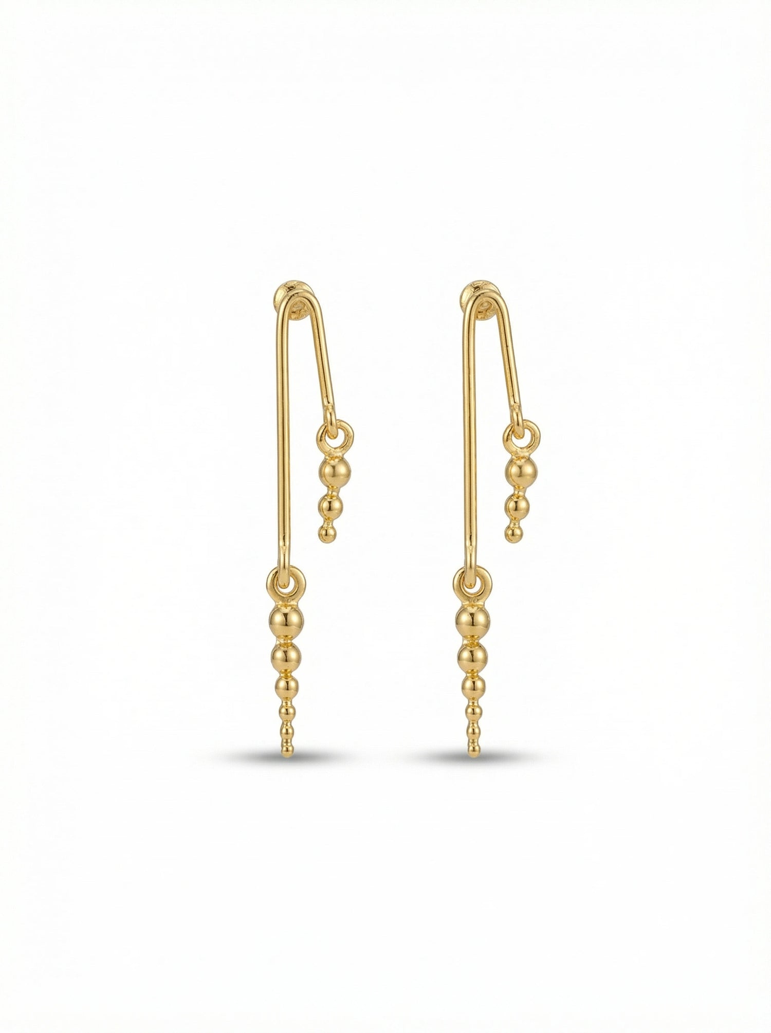 18k Gold plated beaded earrings on a white background