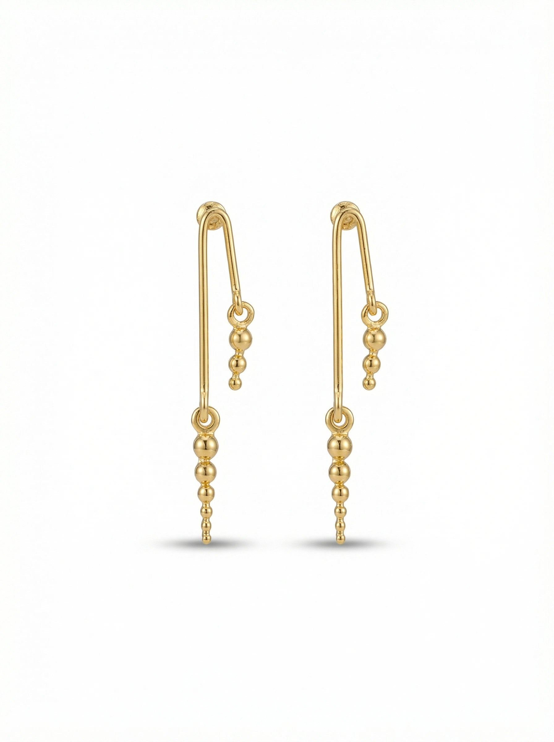 18k Gold plated beaded earrings on a white background