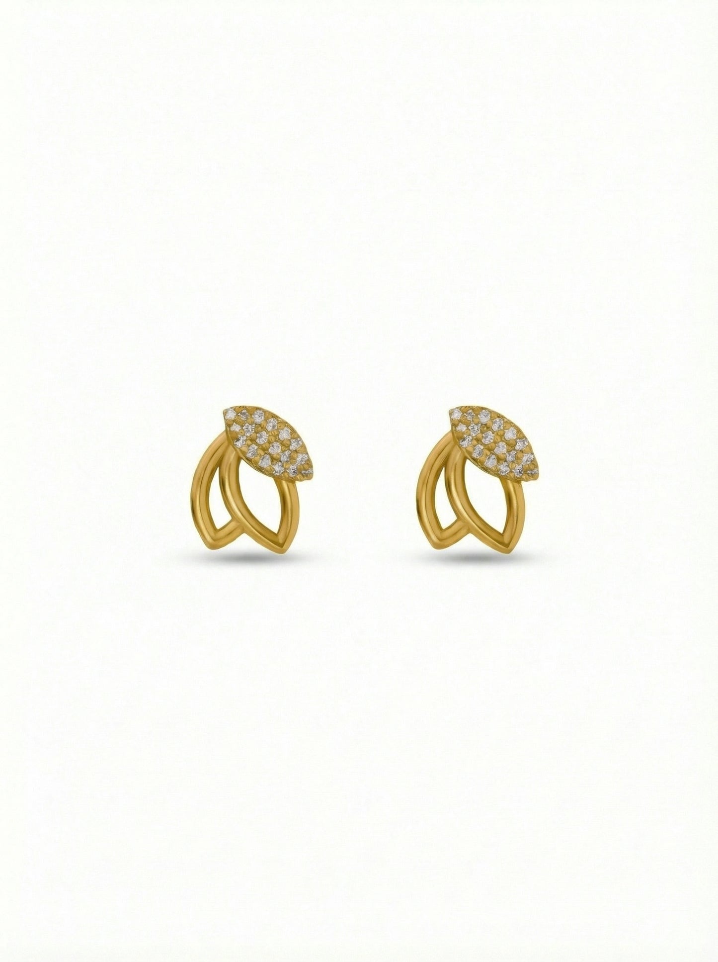 18k gold plated earrings with diamond accents on a white background