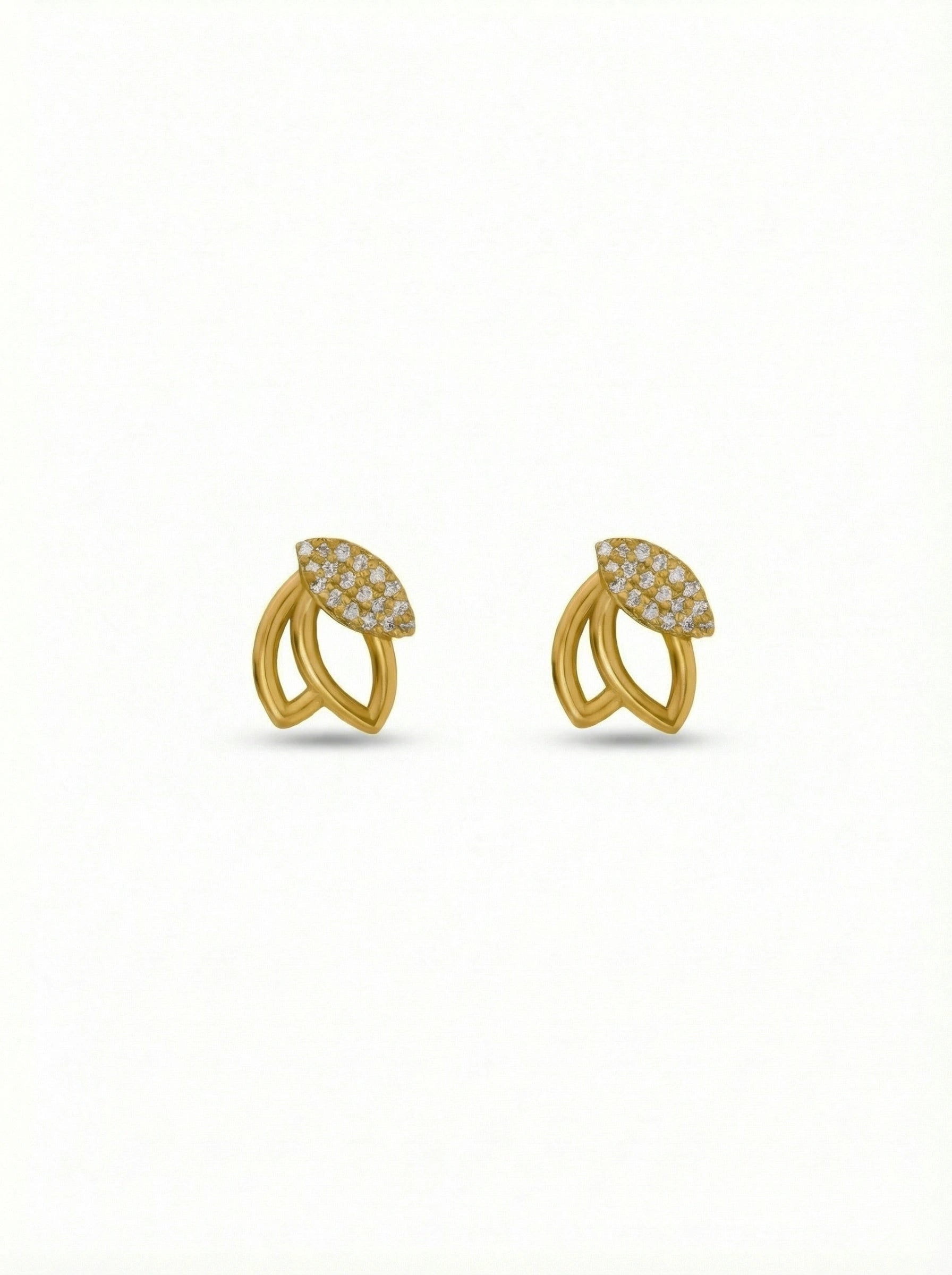18k Gold plated earrings with diamond accents on a white background