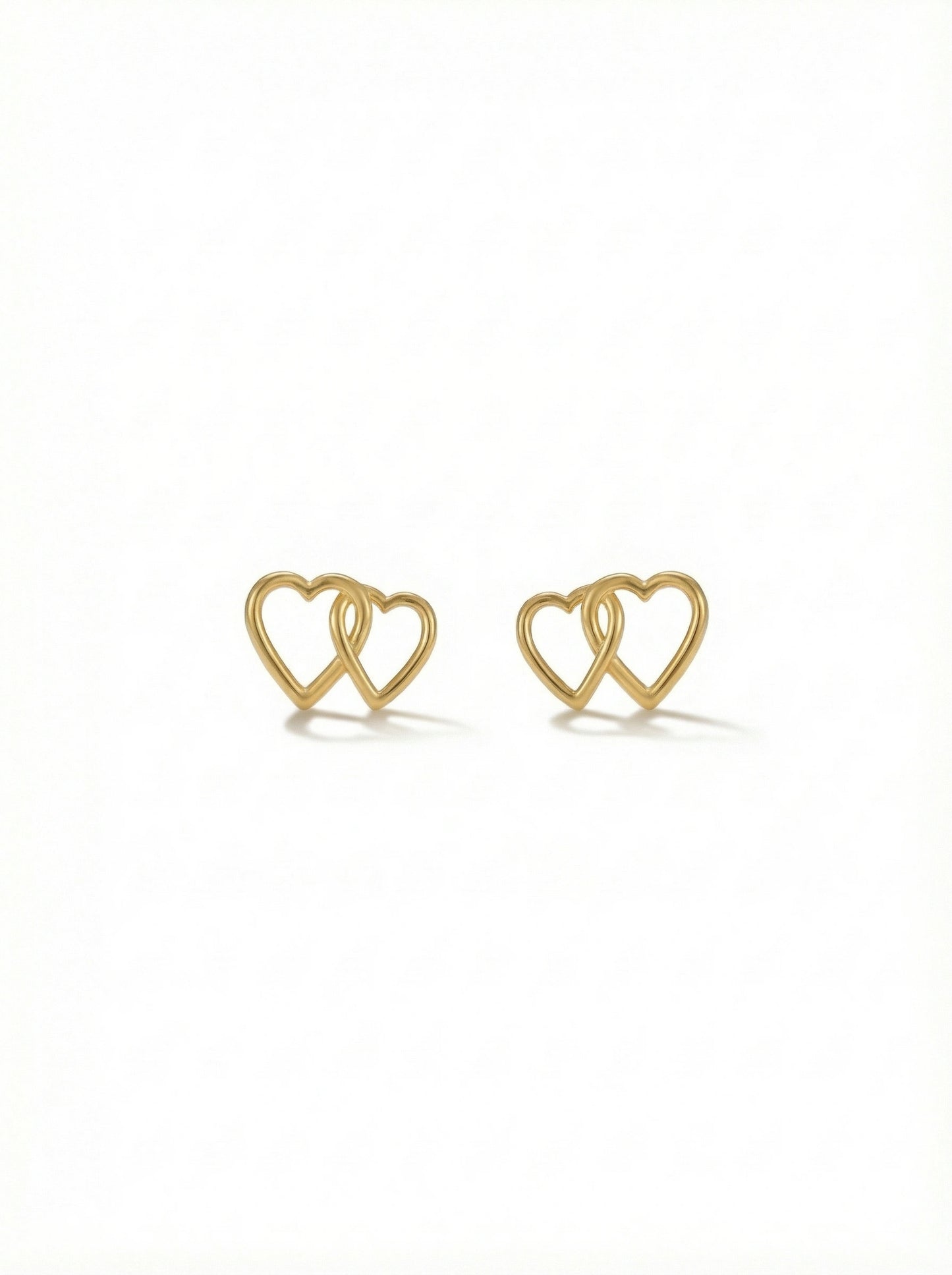 18k gold plated heart-shaped earrings on a white background