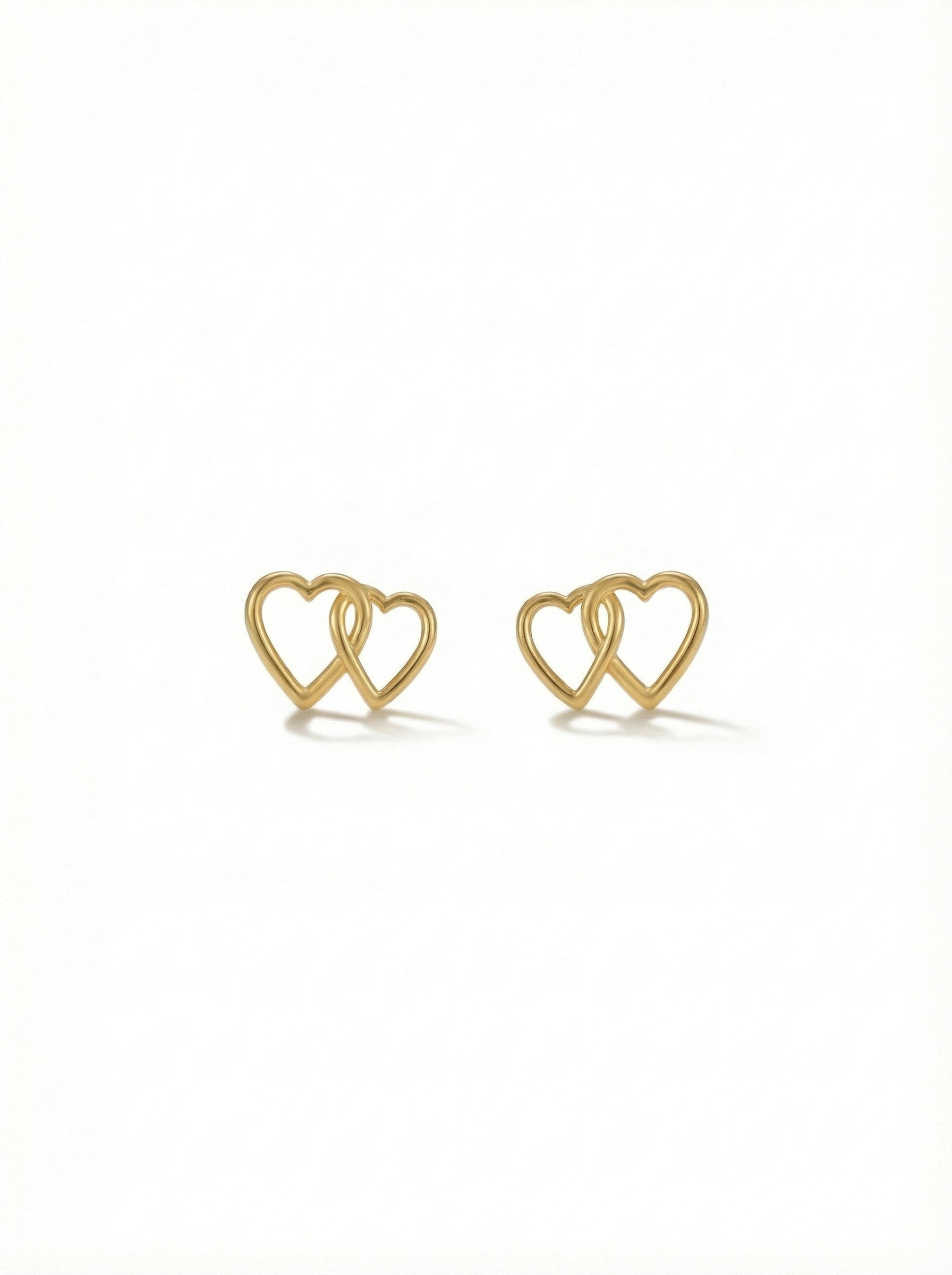 18k Gold plated heart-shaped earrings on a white background