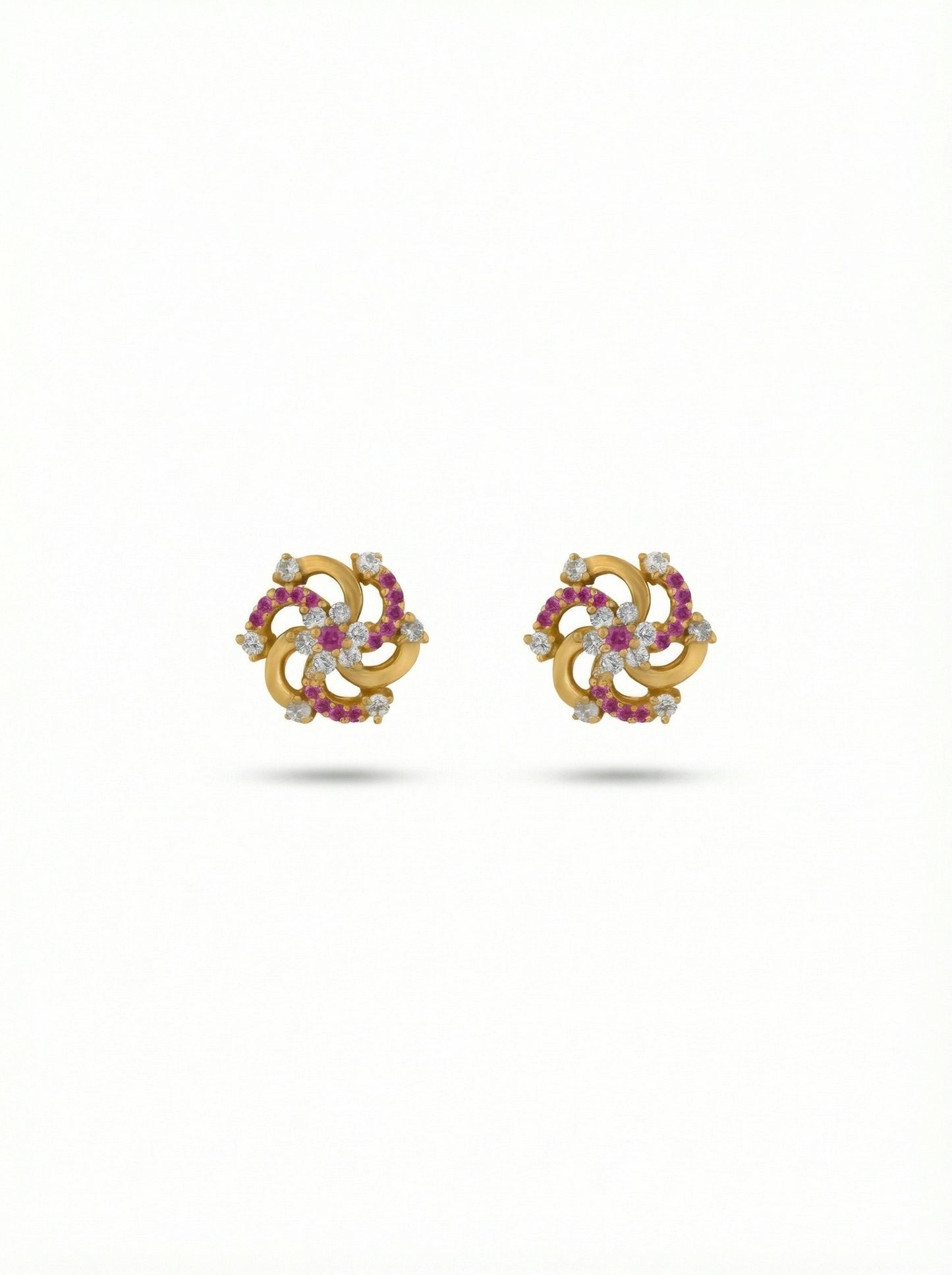 pair of 18k gold plated earrings with gemstones on a white background