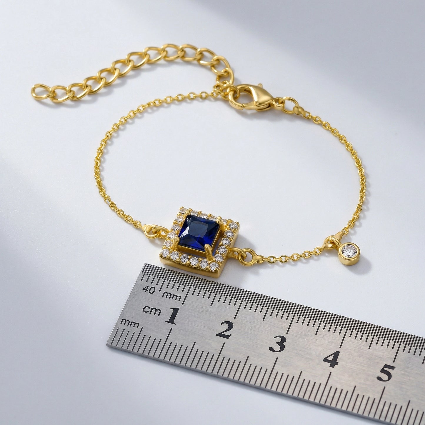 midnight azure princess-cut halo bracelet