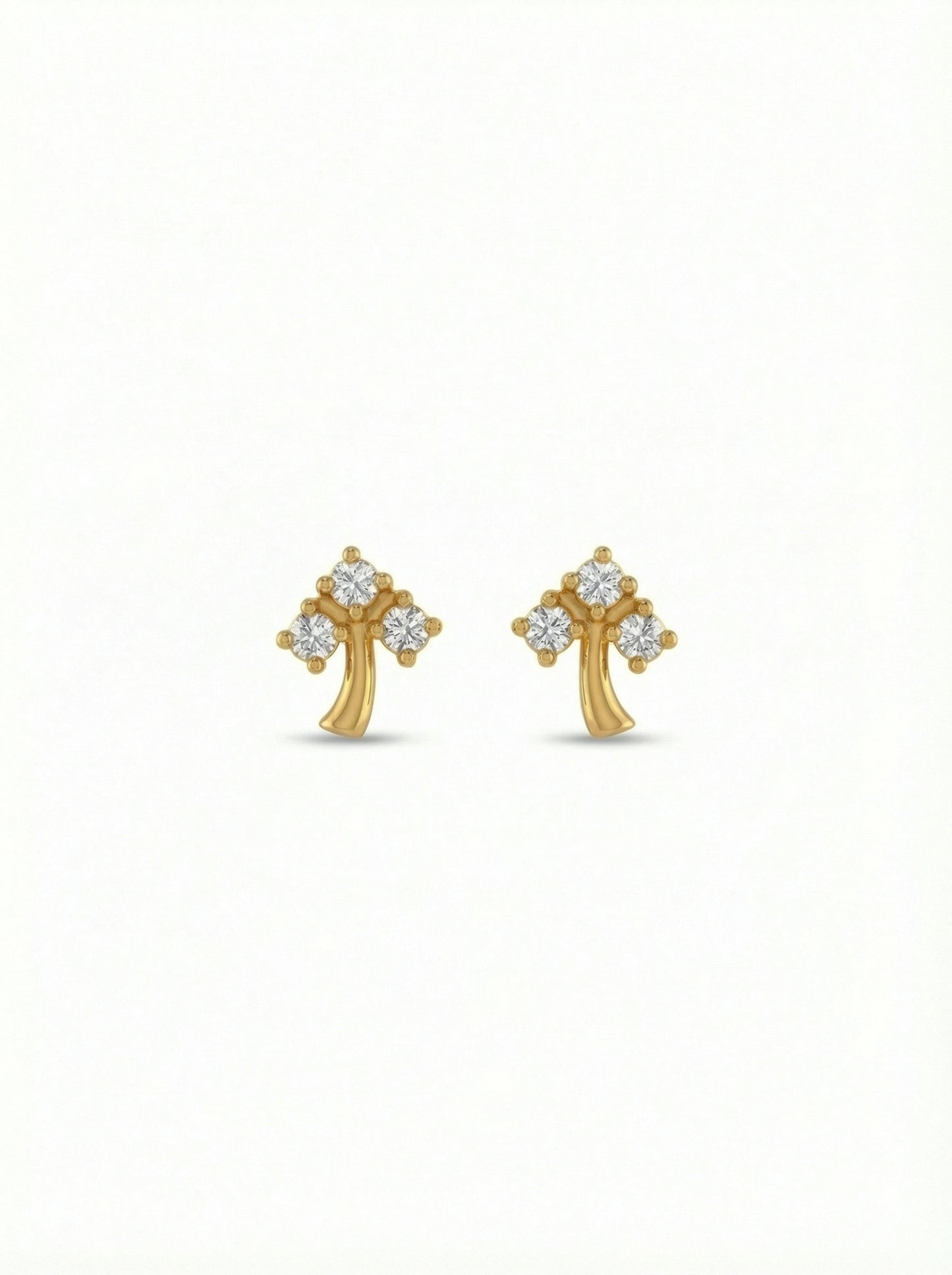 18k gold plated cross-shaped earrings with diamond-like stones on a white background