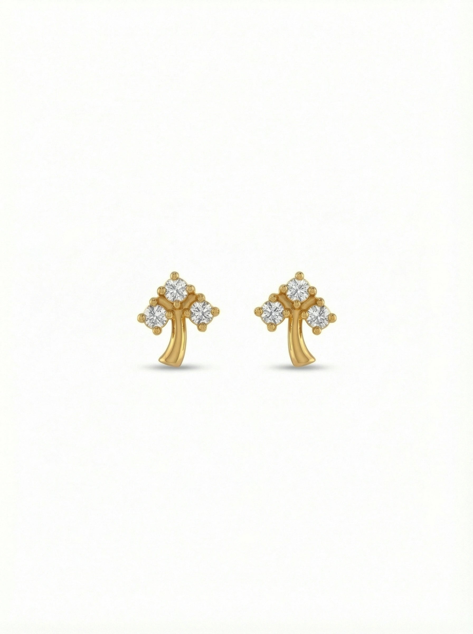 18k Gold plated cross-shaped earrings with diamond-like stones on a white background