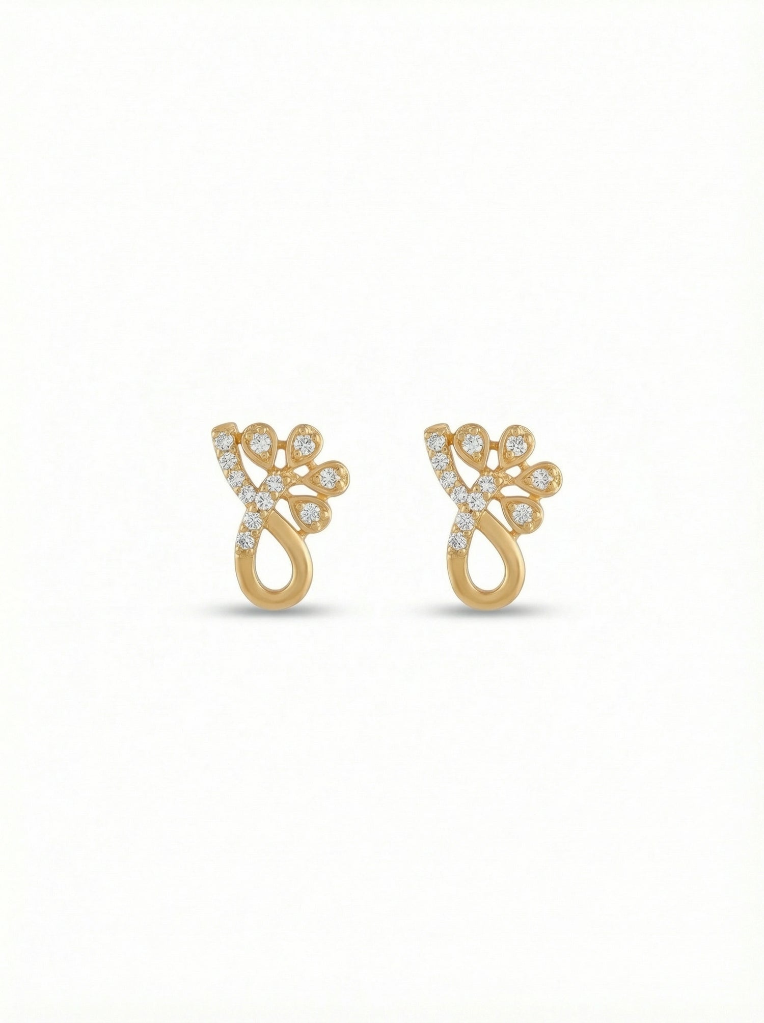 18k Gold plated earrings with diamond accents on a white background