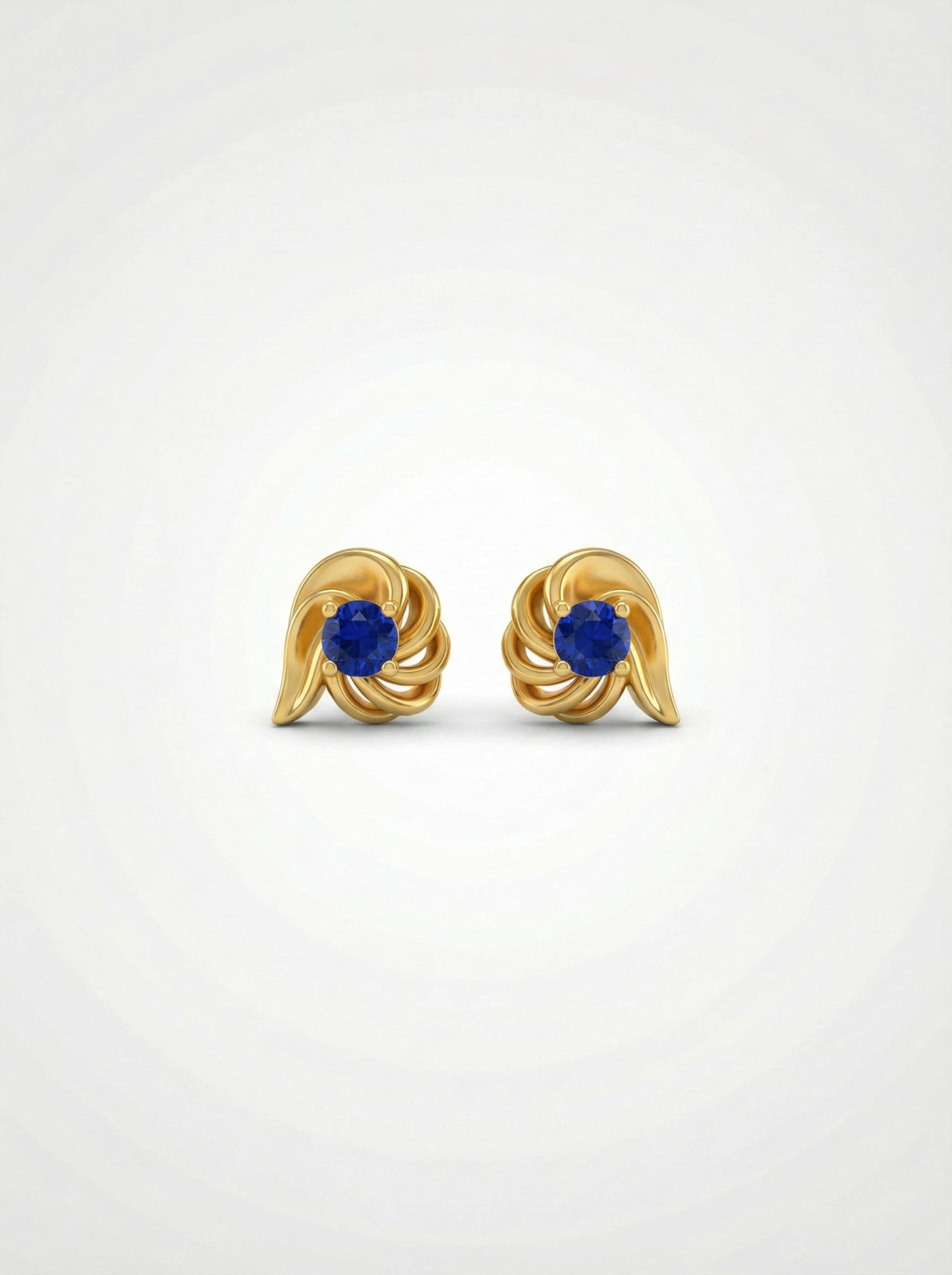 18k gold plated  earrings with blue gemstones on a white background