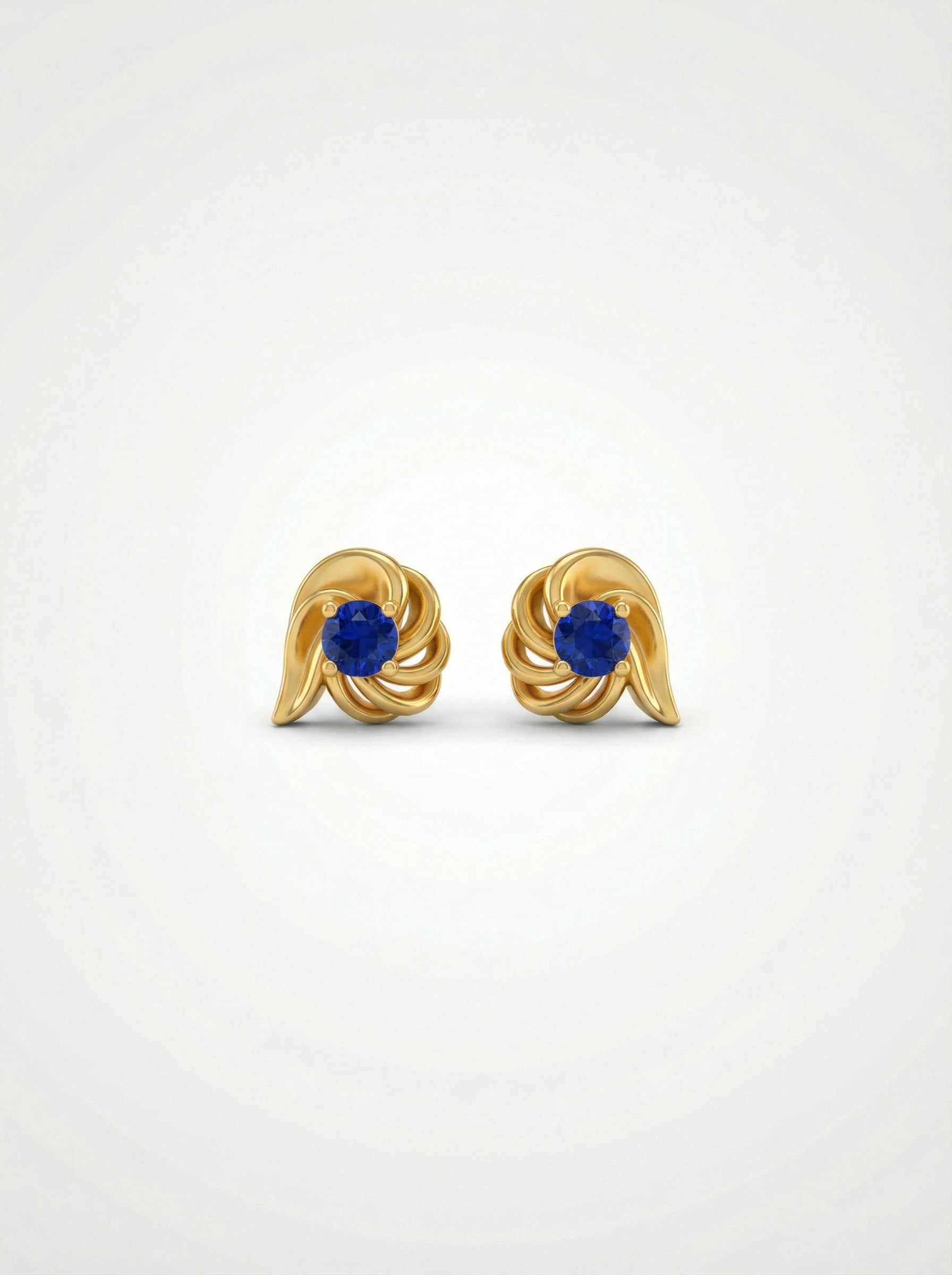 18k Gold plated  earrings with blue gemstones on a white background