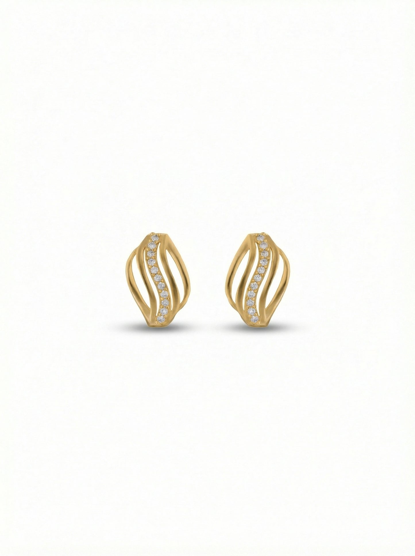 18k gold plated earrings with diamond accents on a white background