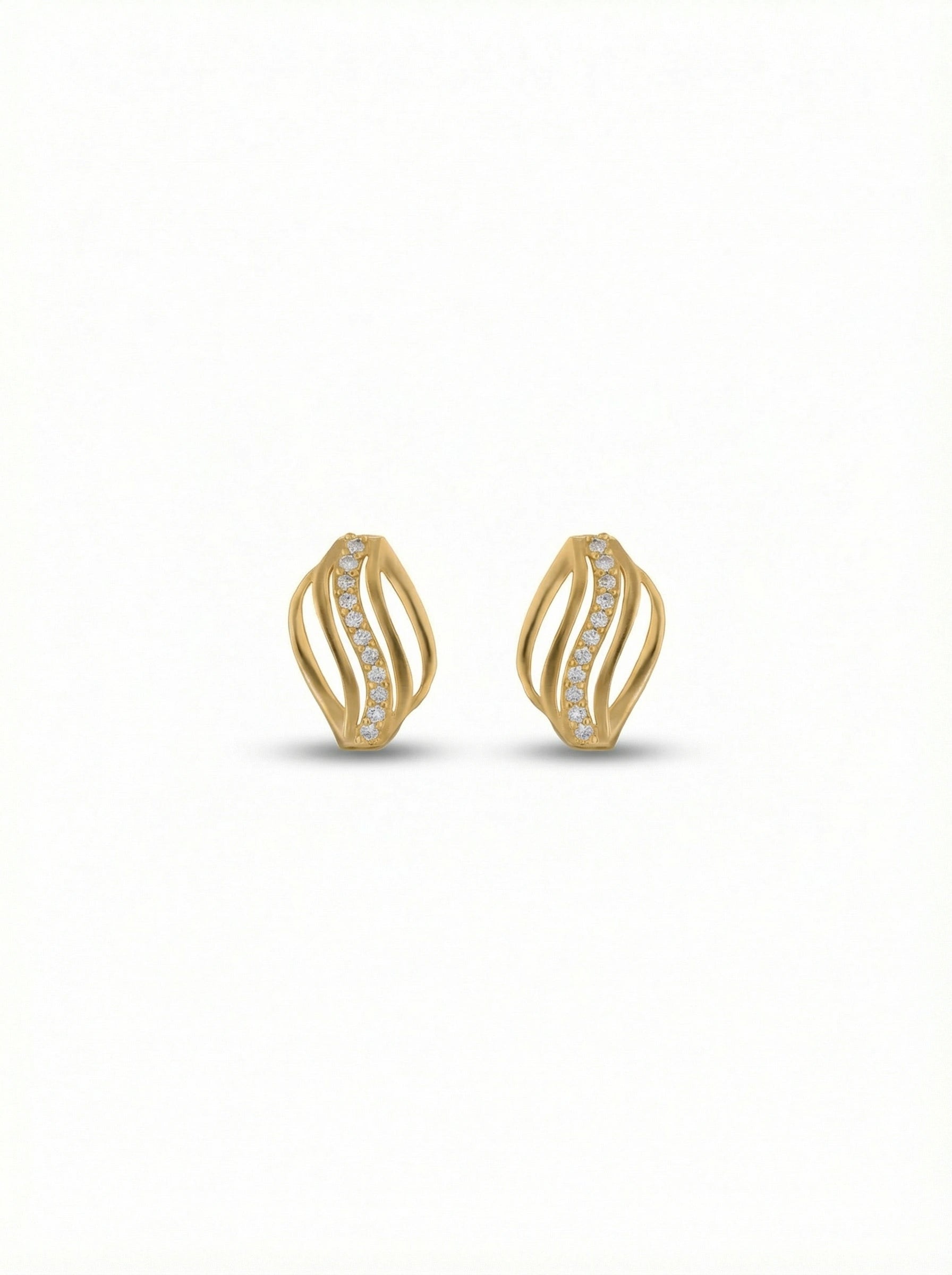 18k Gold plated earrings with diamond accents on a white background