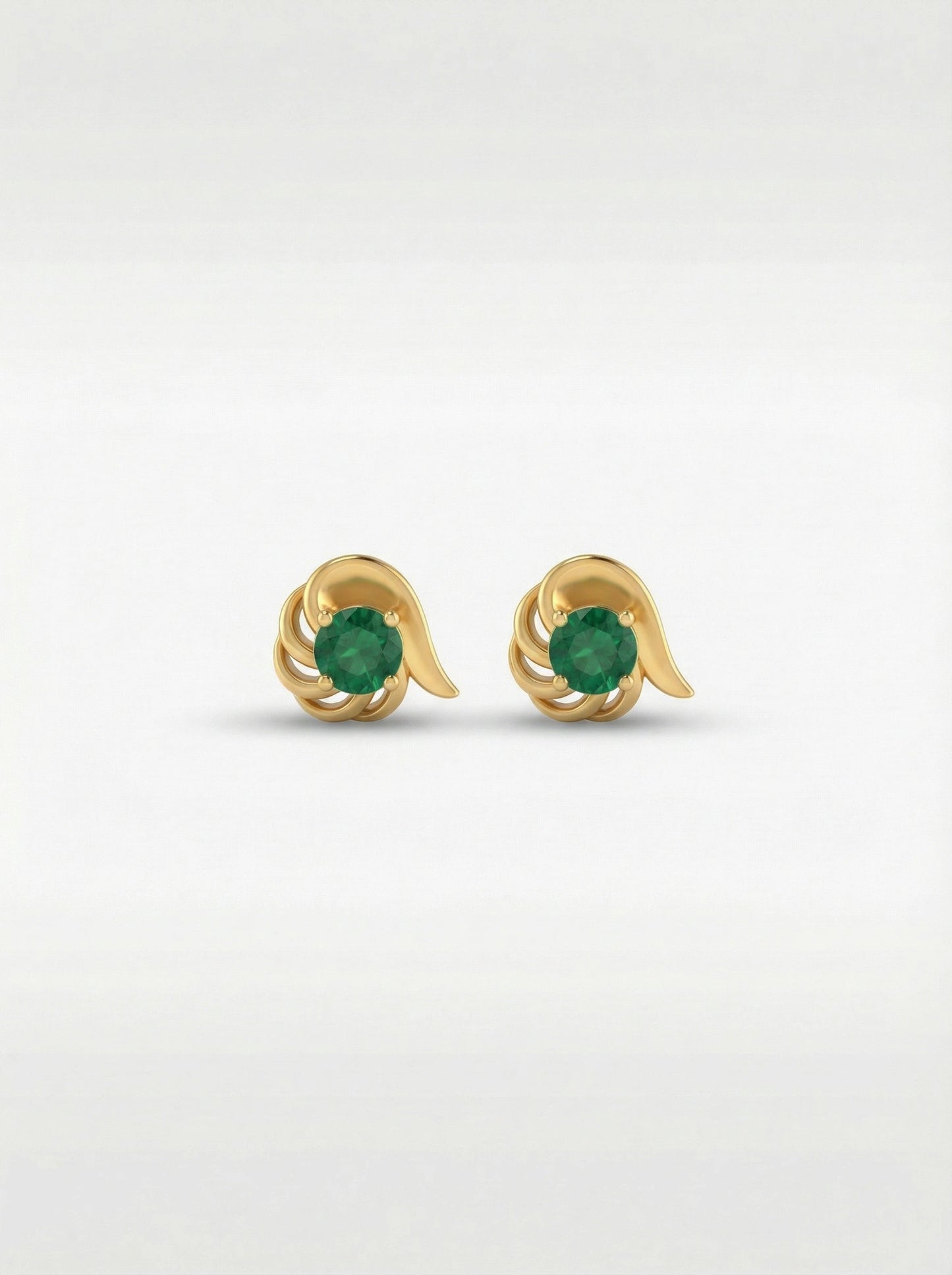  18k gold plated earrings with green gemstones on a white background