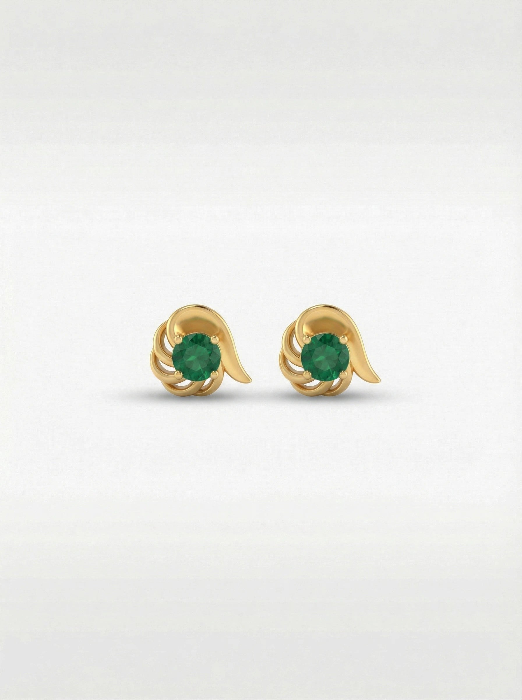  18k Gold plated earrings with green gemstones on a white background