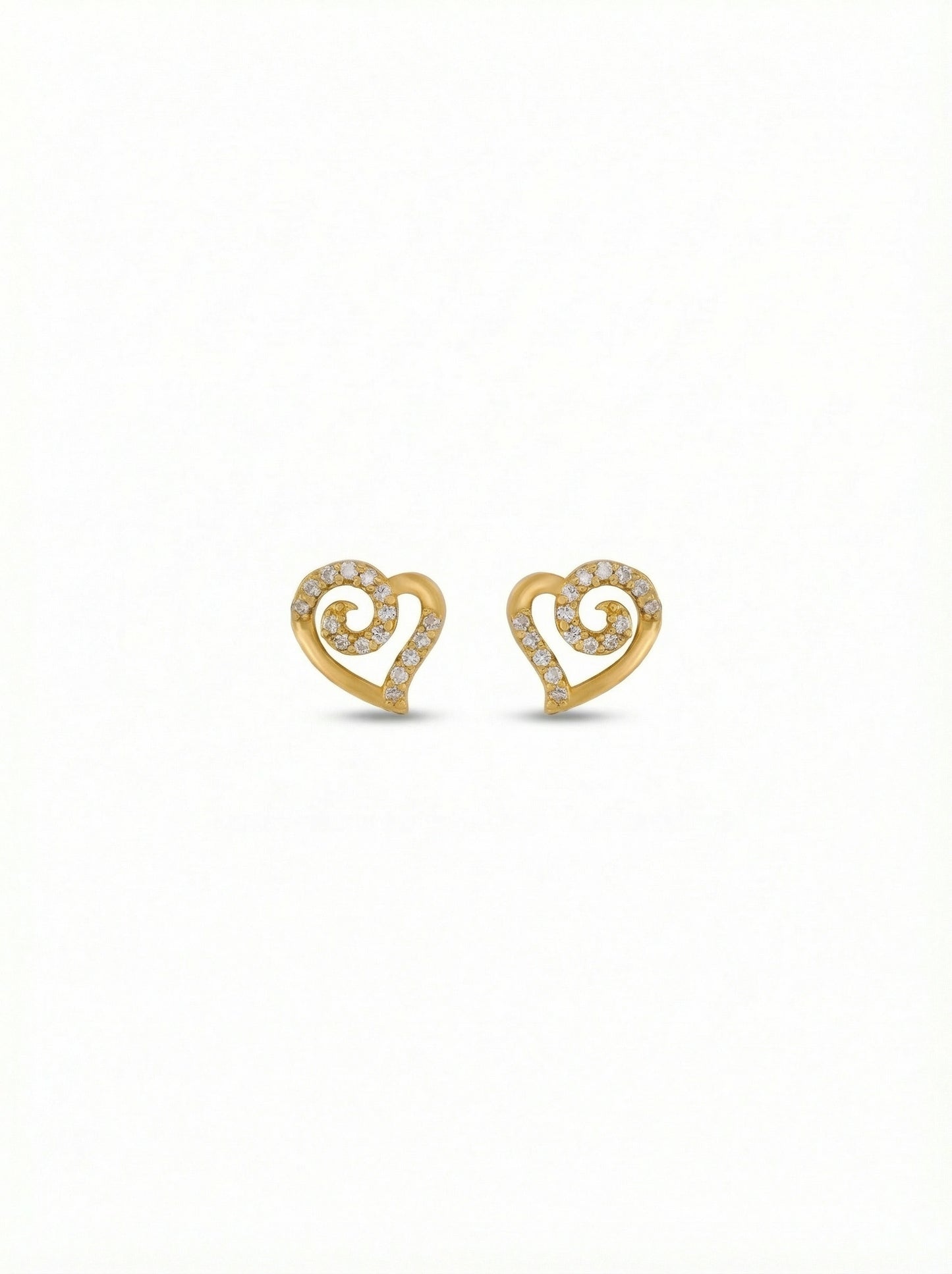 heart-shaped 18k gold plated earrings on a white background