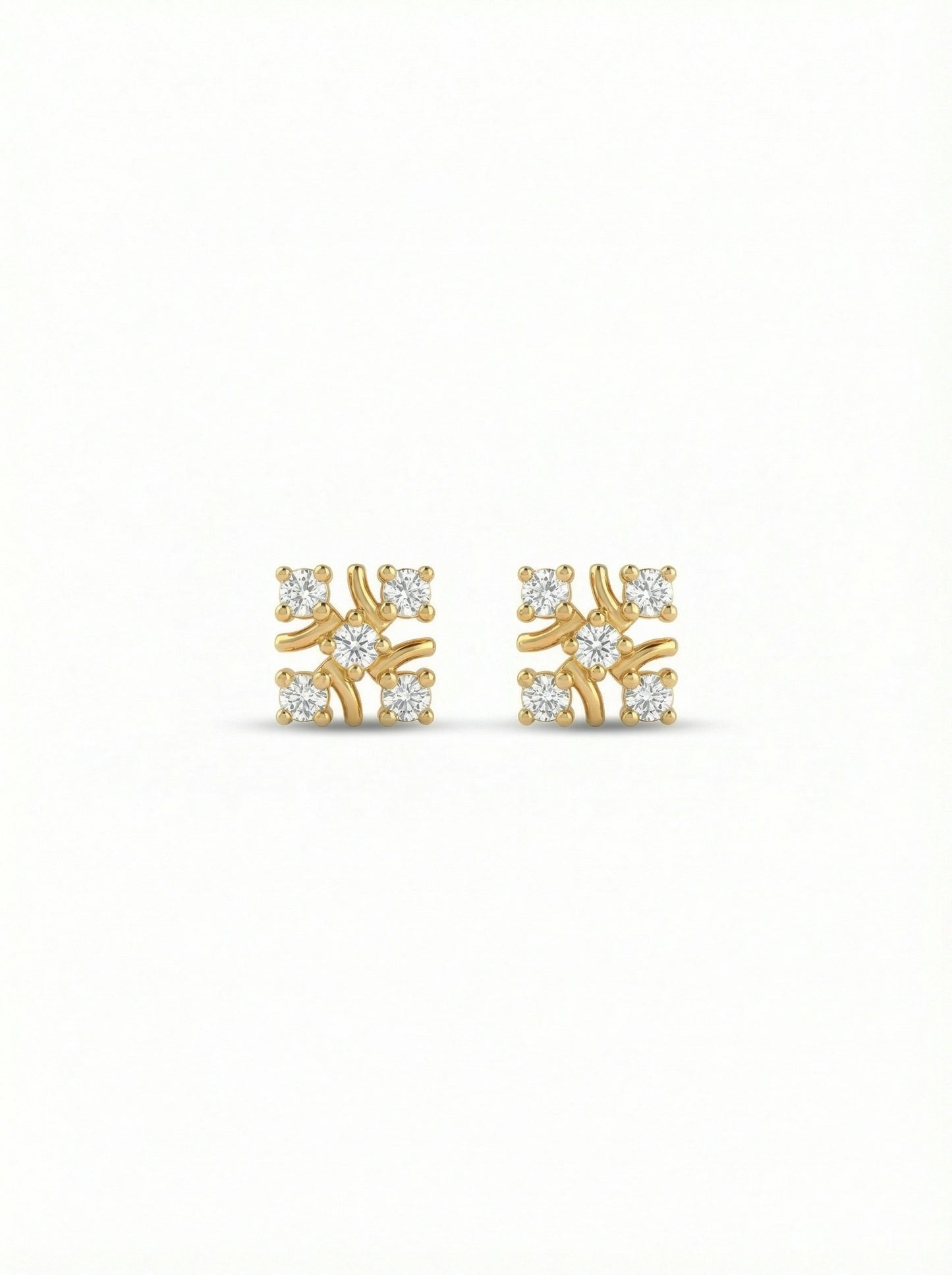 18k gold plated earrings with diamond accents on a white background