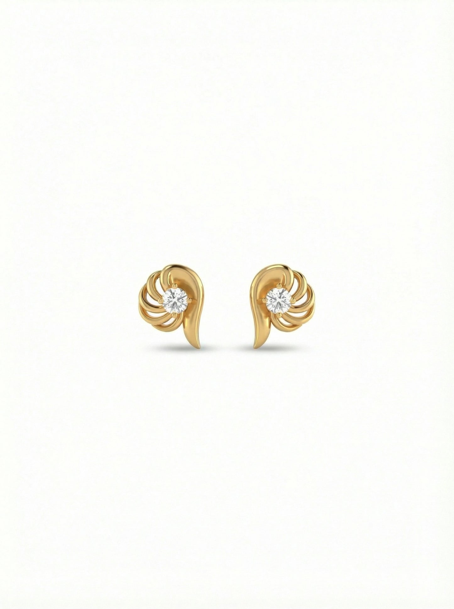 18k gold plated earrings with a diamond on a white background