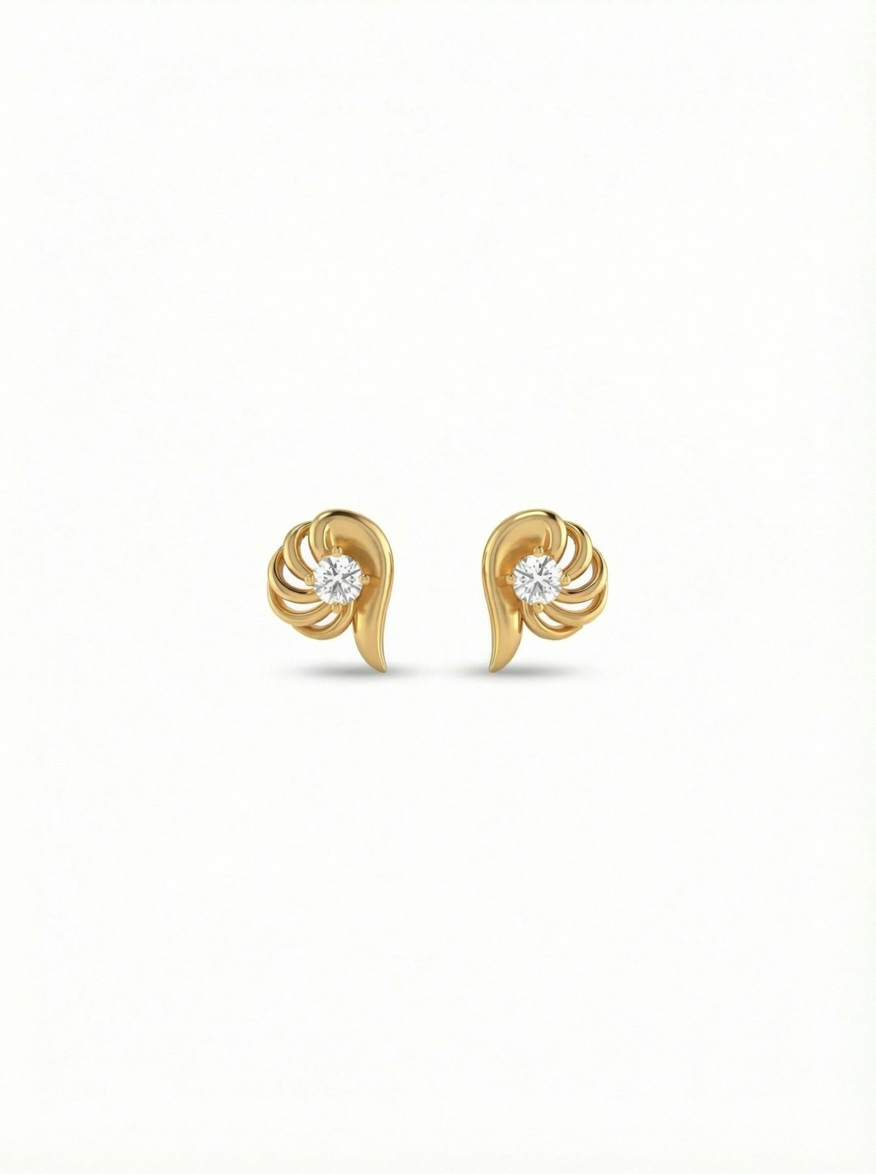 18k Gold plated earrings with a diamond on a white background